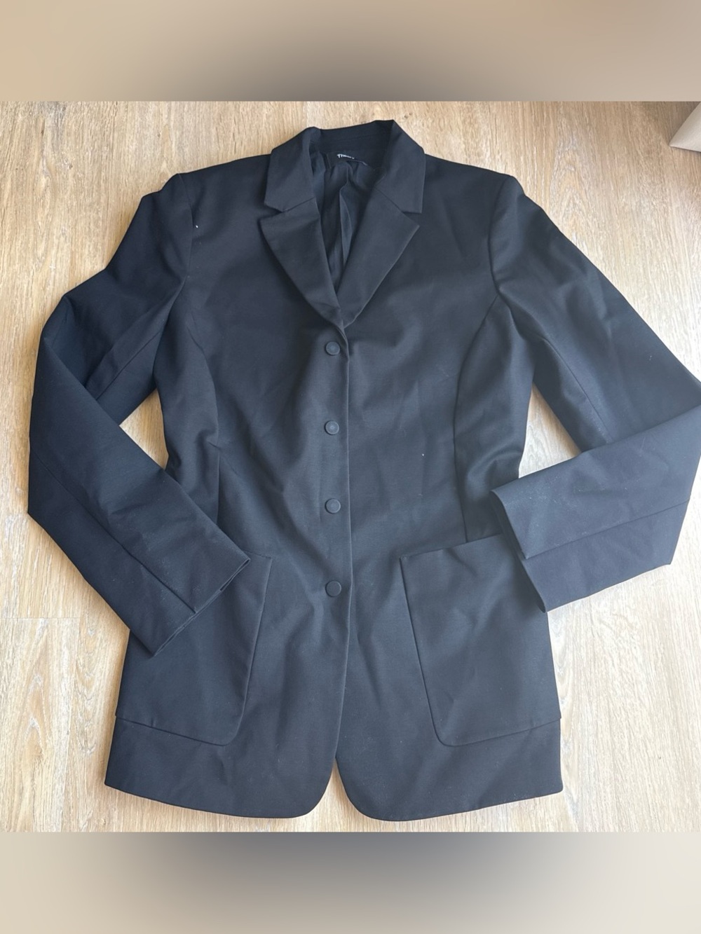 Theory Black Women's Button Snap Structured Blazer 8